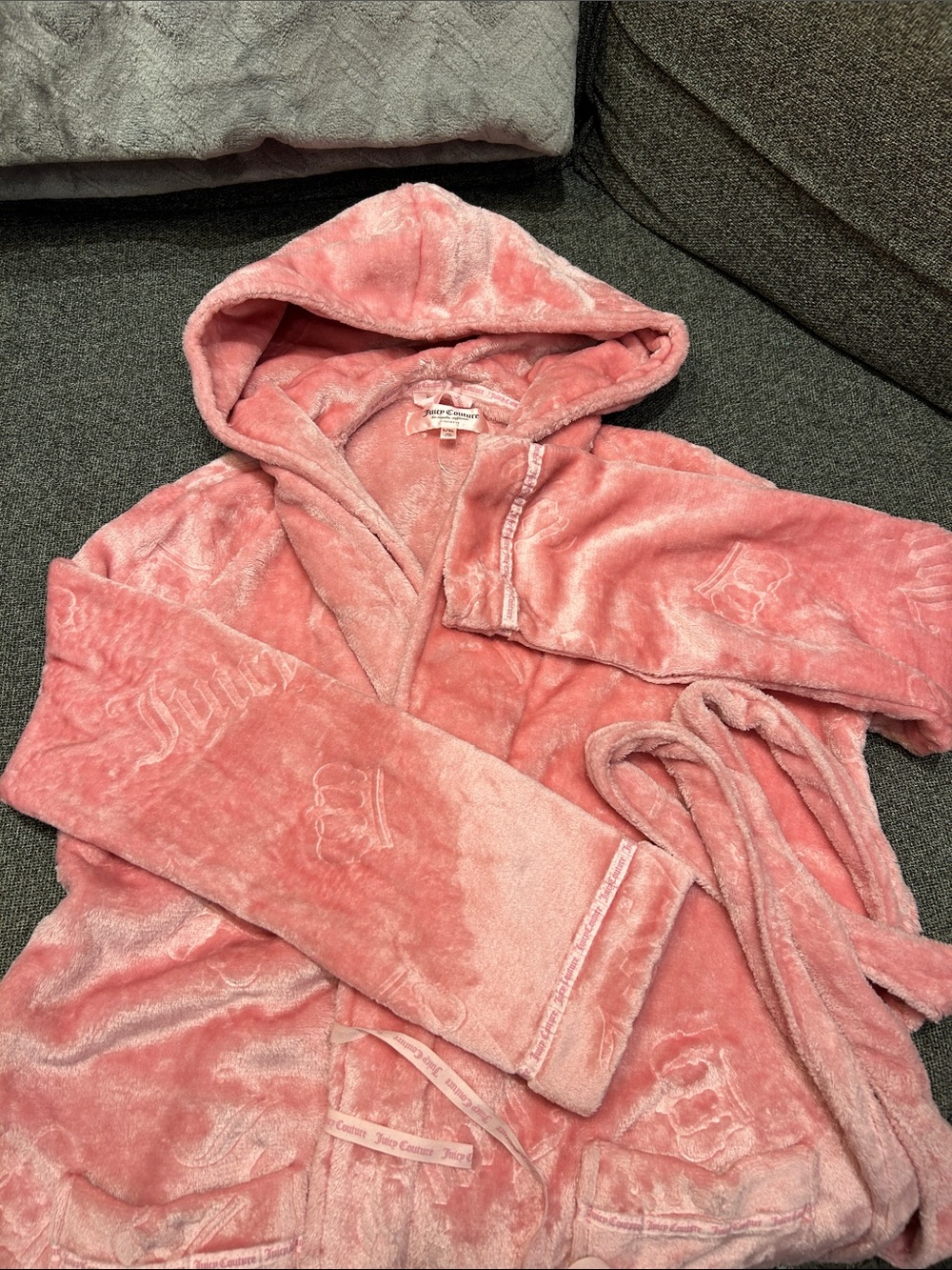 Juicy Couture Pink Plush Hooded Robe